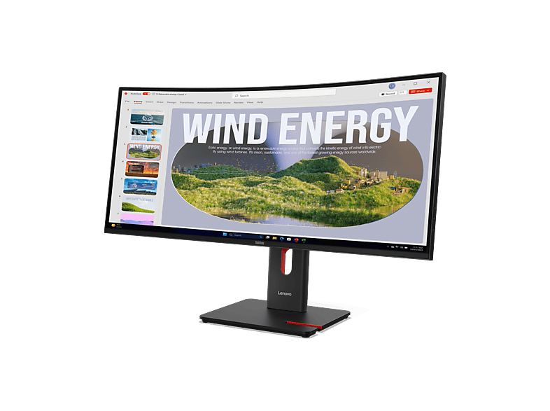 LENOVO ThinkVision T34WD-40 34 Zoll, WQHD, 300 cd/m², 120 Hz, Schwarz 34 Zoll Monitor, WQHD, 6 ms Reaktionszeit, 300 cd/m², 120 Hz, Schwarz — Foto 2 von 5