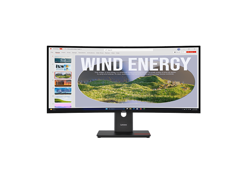 LENOVO ThinkVision T34WD-40 34 Zoll, WQHD, 300 cd/m², 120 Hz, Schwarz 34 Zoll Monitor, WQHD, 6 ms Reaktionszeit, 300 cd/m², 120 Hz, Schwarz