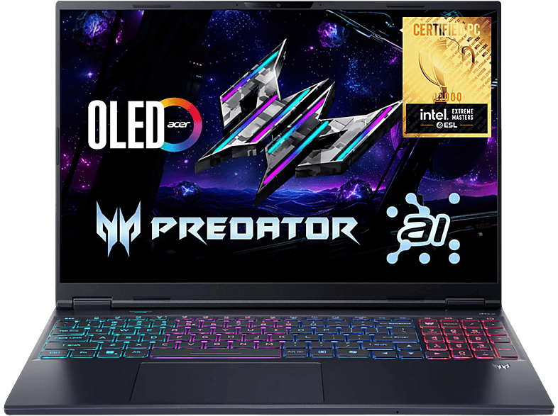 ACER Predator Helios Neo 16S AI OLED (PHN16S-71-985S) 2x 1 TB Festplatte, mit 240 Hz Display mit RGB Tastaturbeleuchtung, Copilot+ PC - 16 Zoll - Intel® Core™ Ultra 9 275HX - 64 GB -GeForce RTX™ 5070 Ti - Windows 11 Home