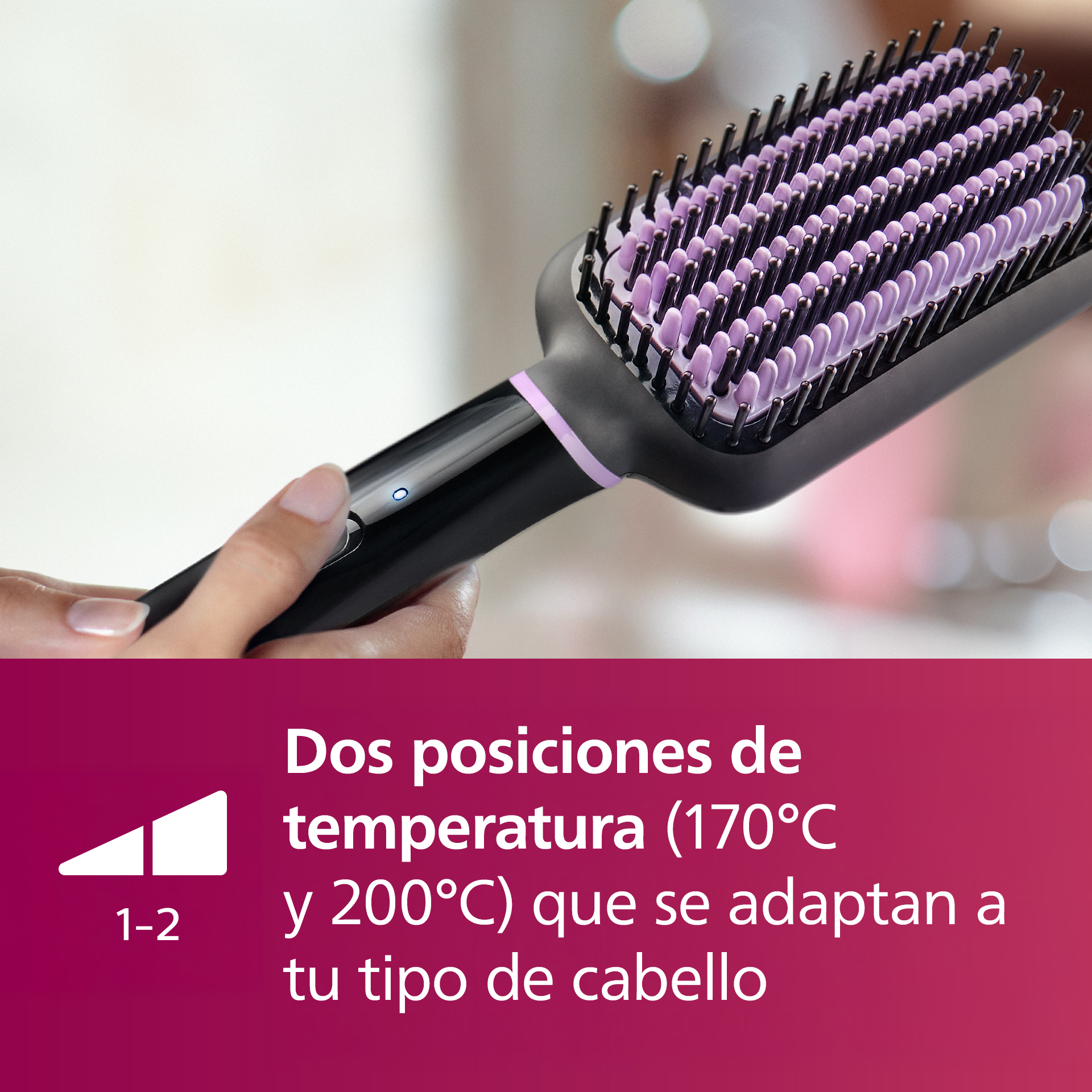 Dos posiciones de temperatura (170ºC y 200ºC) que se adaptan a tu tipo de cabello