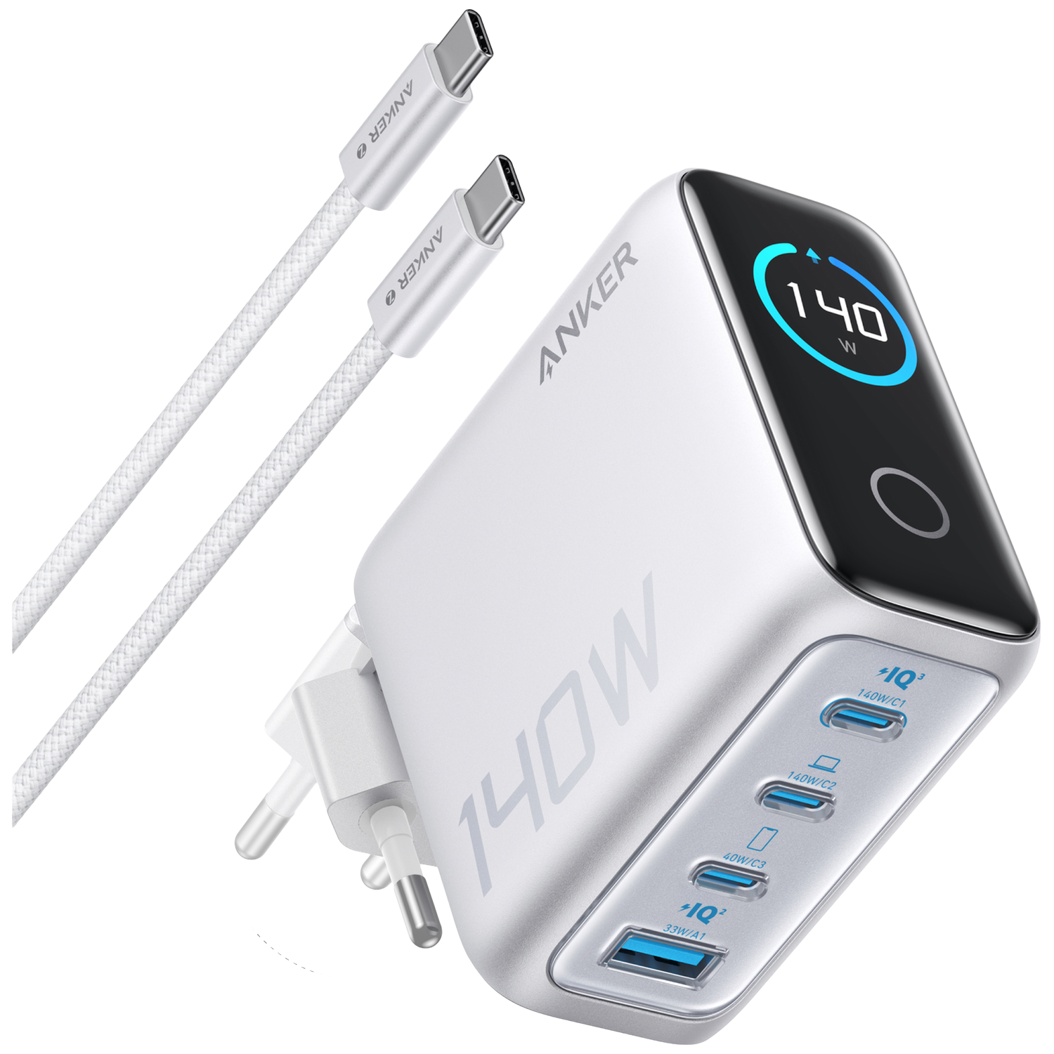 Anker Zolo 3c1a Met Display 140w Zilver Thuislader