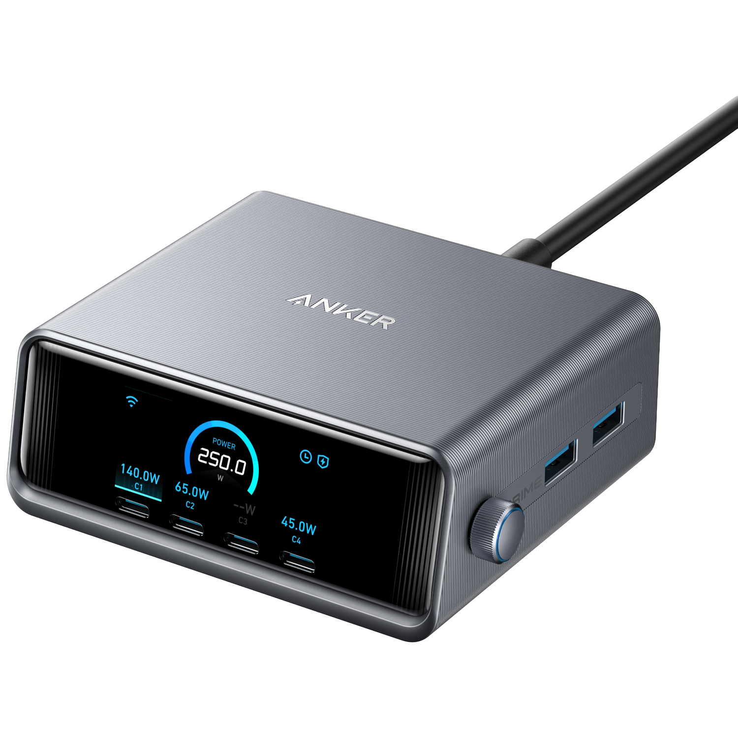 Anker Gan Prime 4c2a Met Display 250w Zilver Thuislader