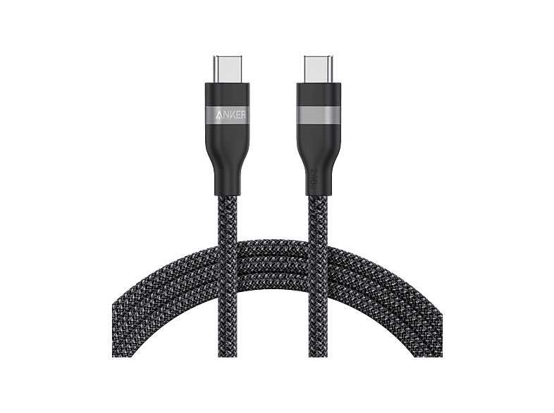 Câble Anker USB-C vers USB-C, bio-tressé, 1,8m, 240W, noir
