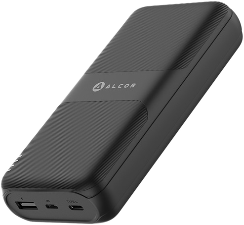 ALCOR 20000 mAh powerbank, USB-C / USB-A micro-USB csatlakozók (SC20000AC)