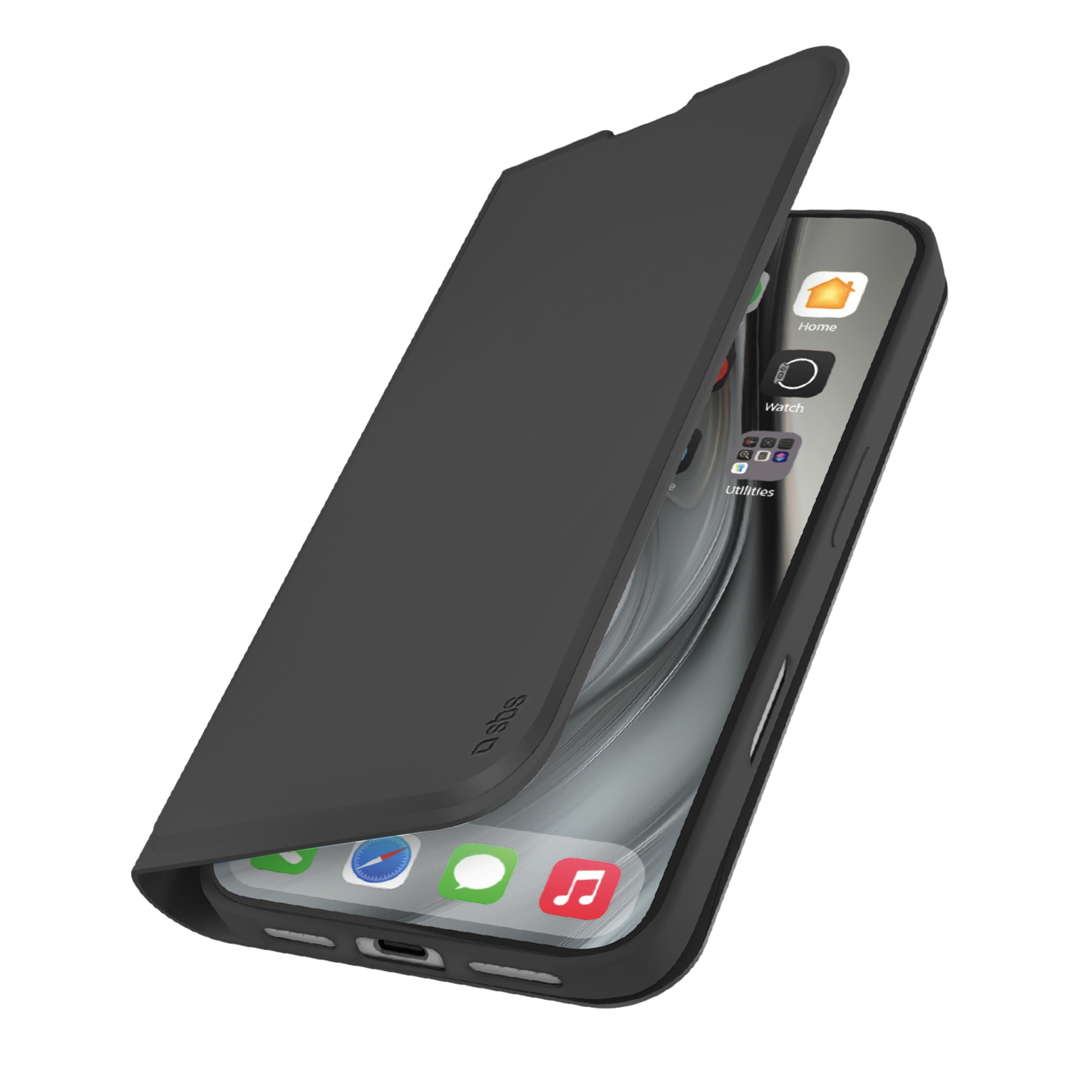 SBS MOBILE Wallet smooth Telefoonhoesje voor Apple iPhone 17 Pro Max Zwart afbeelding