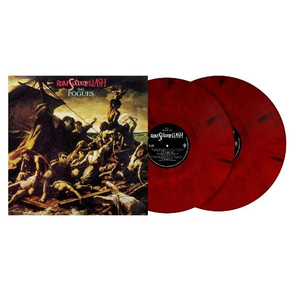 Albumcover mit Kunstwerk von Menschen auf einem Floß, zwei rote Schallplatten rechts.