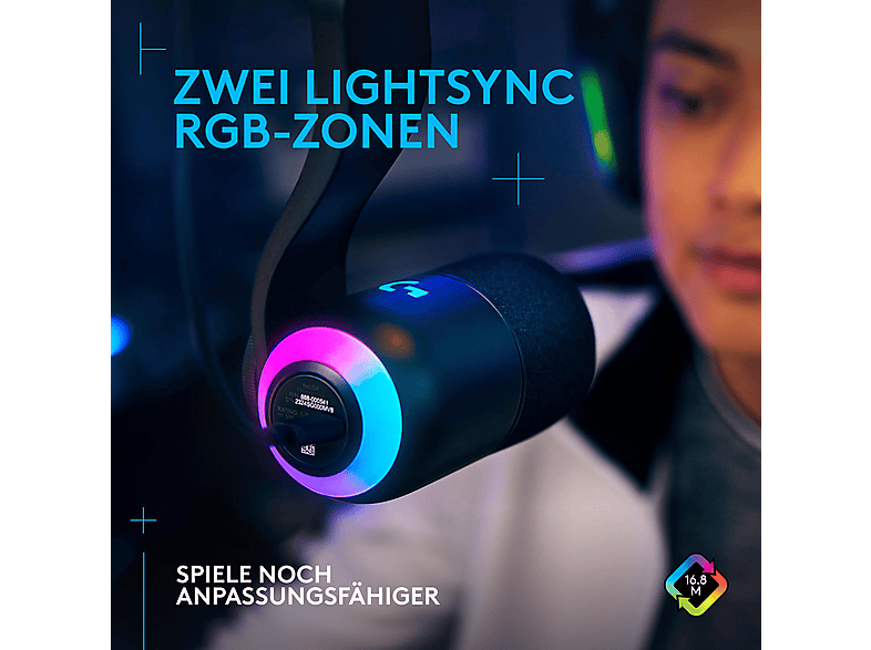 Thumbnail - LOGITECH Yeticaster GX Dynamisches LIGHTSYNC RGB Gaming Mikrofon und Premium Broadcast Schwenkarm, Schwarz