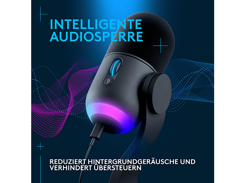 Thumbnail - LOGITECH Yeticaster GX Dynamisches LIGHTSYNC RGB Gaming Mikrofon und Premium Broadcast Schwenkarm, Schwarz