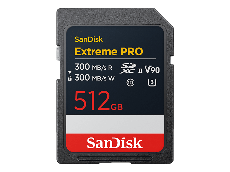 SANDISK Extreme PRO (UHS-II), SDXC SDXC-Speicherkarte, 512 GB, 300 MB/s