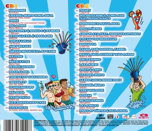 Cover mit CD-Listen, lachenden Menschen im Wasser und einem Mann mit Eimer.