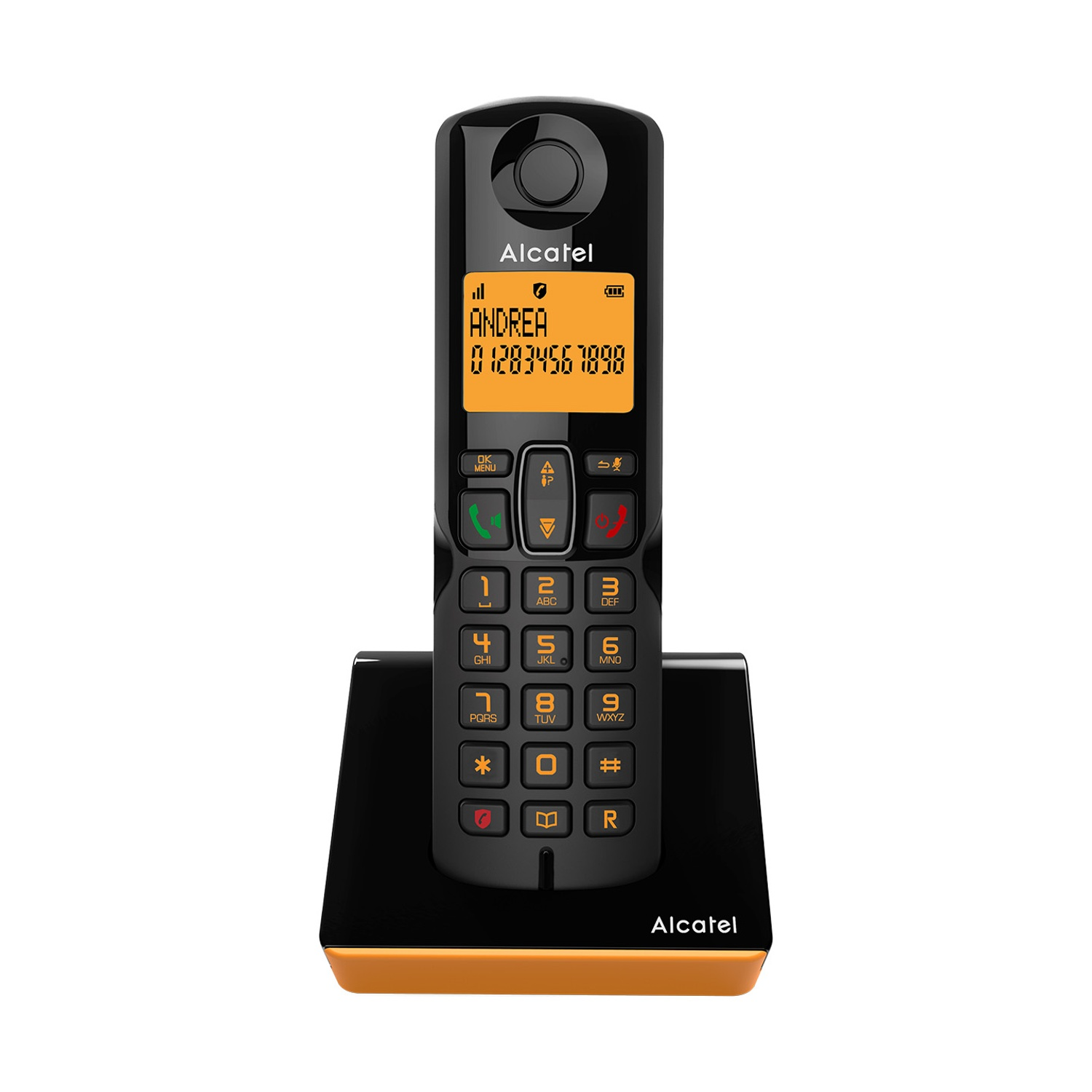 Telefono Cordless Alcatel S280 Solo Arancio, vivavoce, rubrica 50 numeri