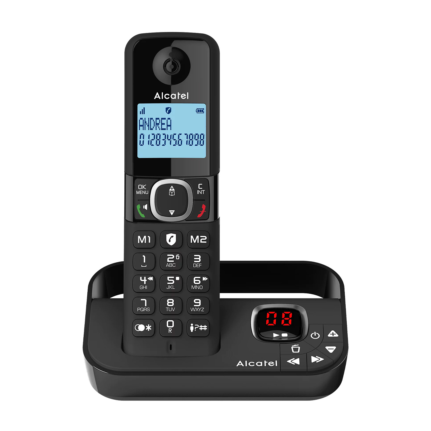 Telefono Cordless Alcatel F860 Voice Solo Nero, segreteria telefonica, vivavoce, rubrica 100 numeri