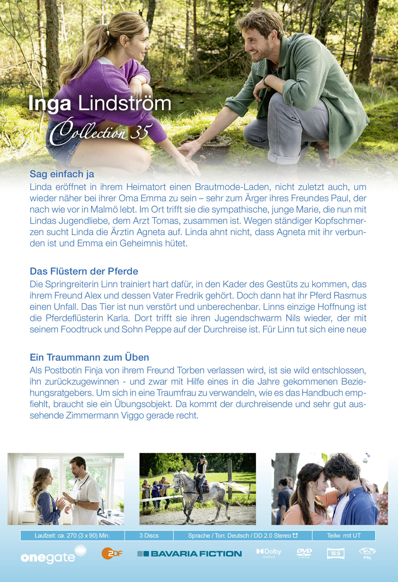 Ein Filmcover. Eine Frau und ein Mann sind im Wald. Der Titel lautet Inga Lindström, Collection 35.