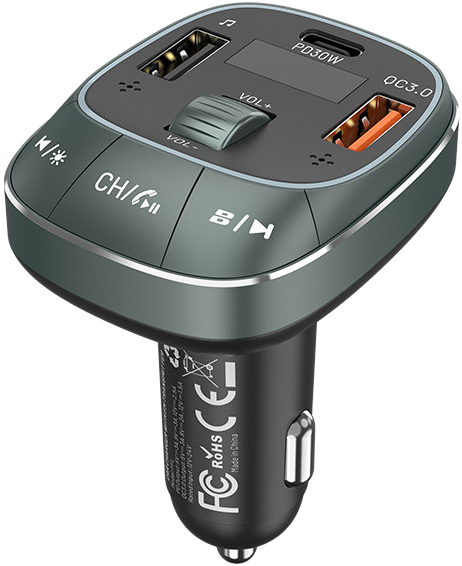 VENTION FM Transzmitter, Type-C, 2xUSB-A, töltő, fekete (FFLB0)