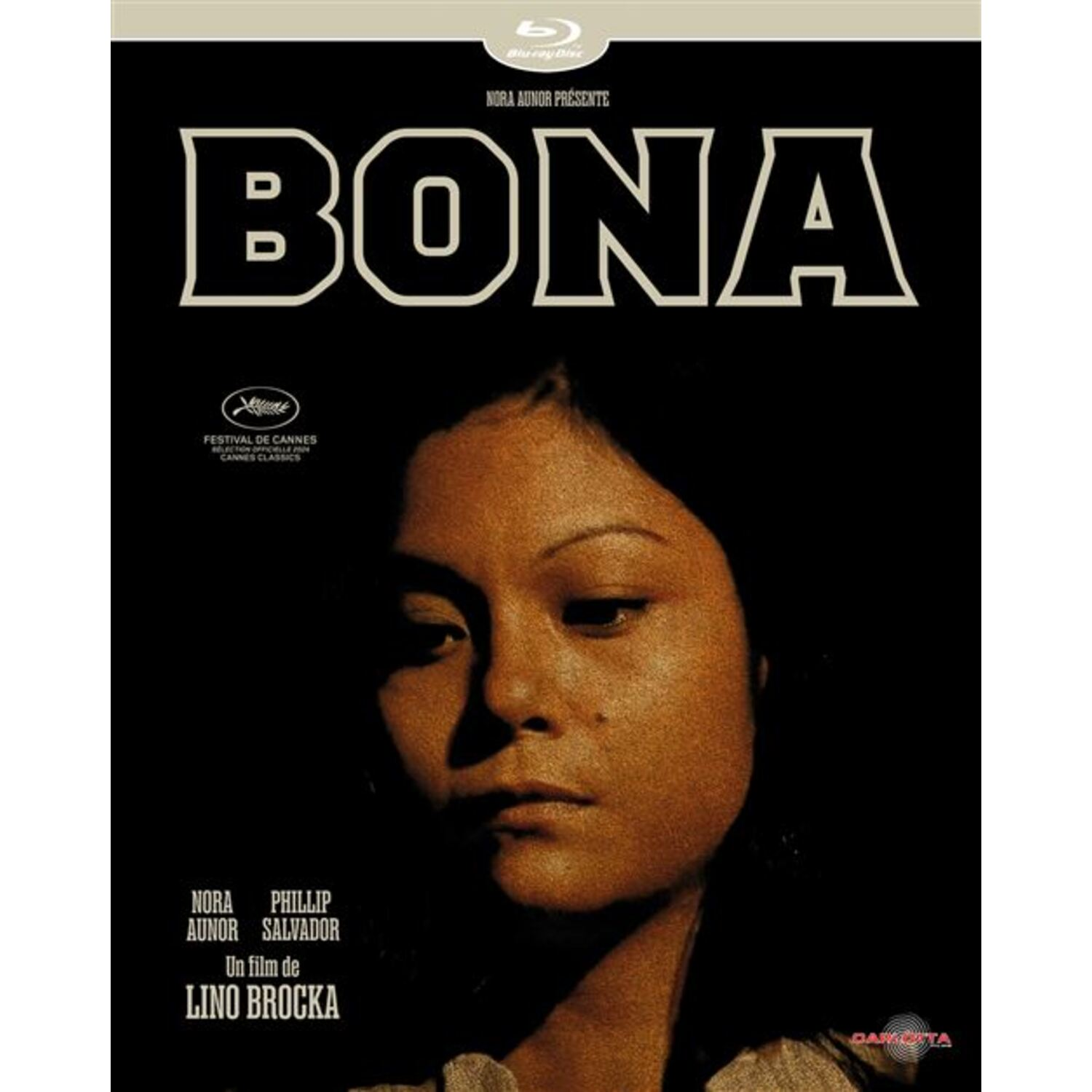 Filmposter voor "Bona" toont gezicht van een vrouw, titel en credits tegen zwarte achtergrond.
