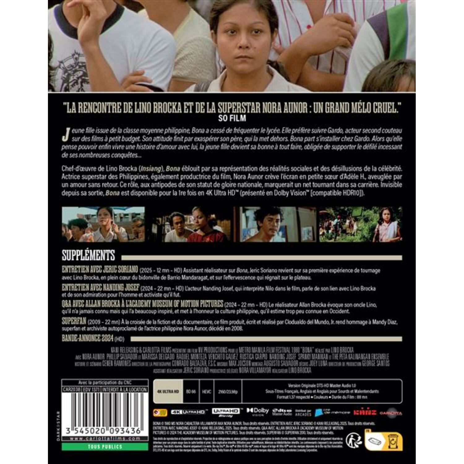 Filmaffiche met Franse tekst. Een vrouwengezicht staat centraal. Tekst bevat titel, acteurs en filmdetails.