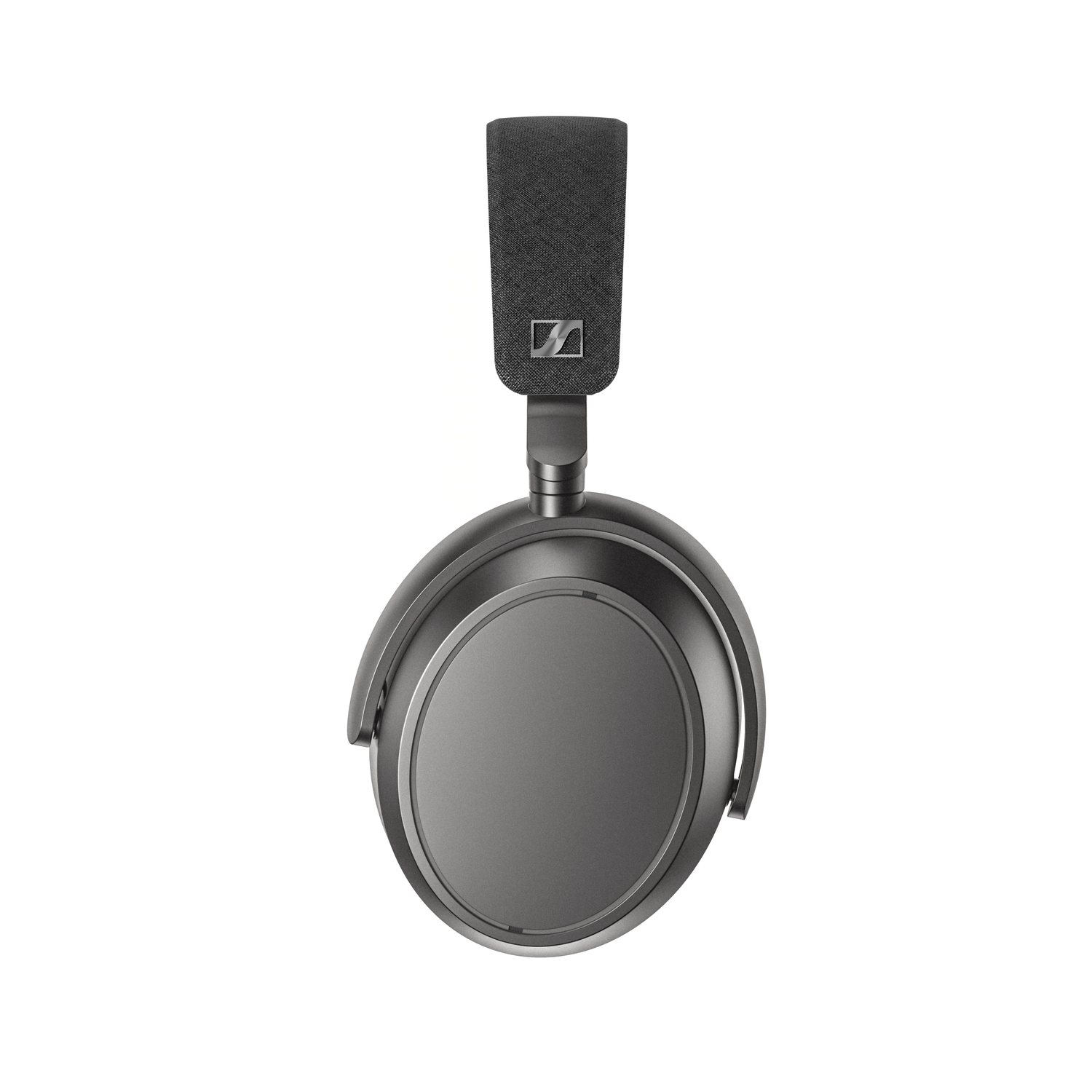 Gray Sennheiser headphones on a white background. The headphones are centered, showing the earpieces and headband.