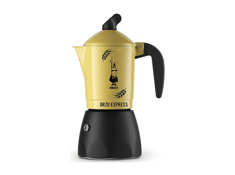 Moka Bialetti Orzo Express, 4 Tazze, Adatta a piani cottura gas, Alluminio, Giallo