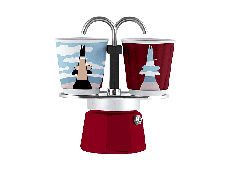 Moka Bialetti Set Mini 2 tazze Magrite, Adatta a piani cottura gas, Alluminio