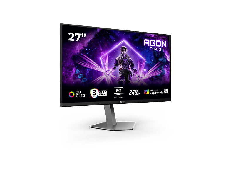 AOC AG276UZD 26,5 Zoll Monitor, UHD 4K, 0,03 ms Reaktionszeit, 450 cd/m², 240 Hz, Schwarz — Foto 2 von 5