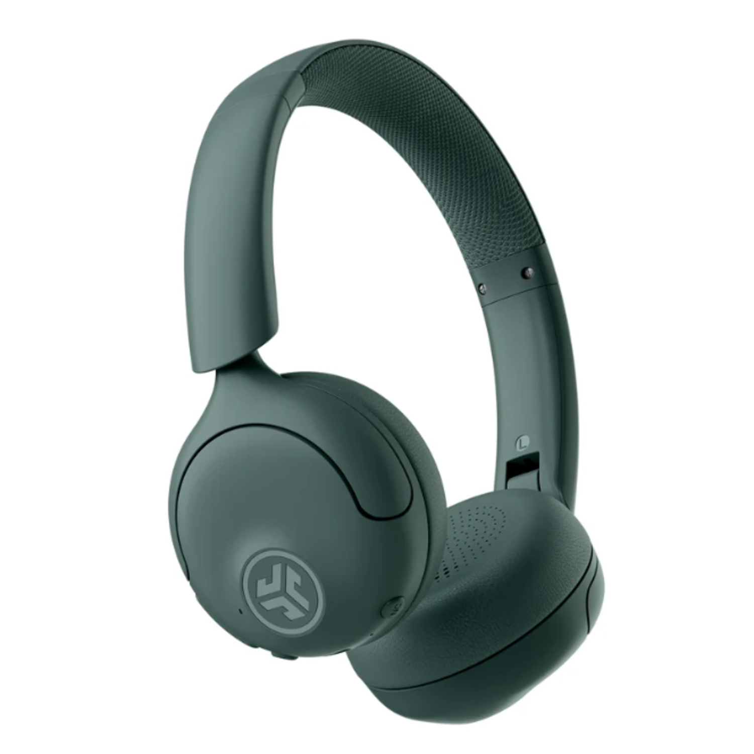 A pair of teal-colored headphones on a white background. The headphones have a padded headband and earcups, and a logo on each earcup.