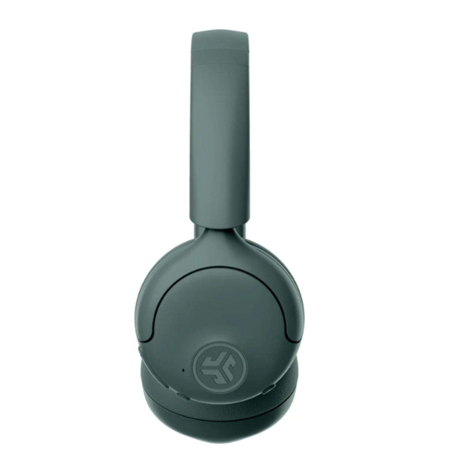Gray wireless headphones. Ear cups and headband are visible. The background is white.