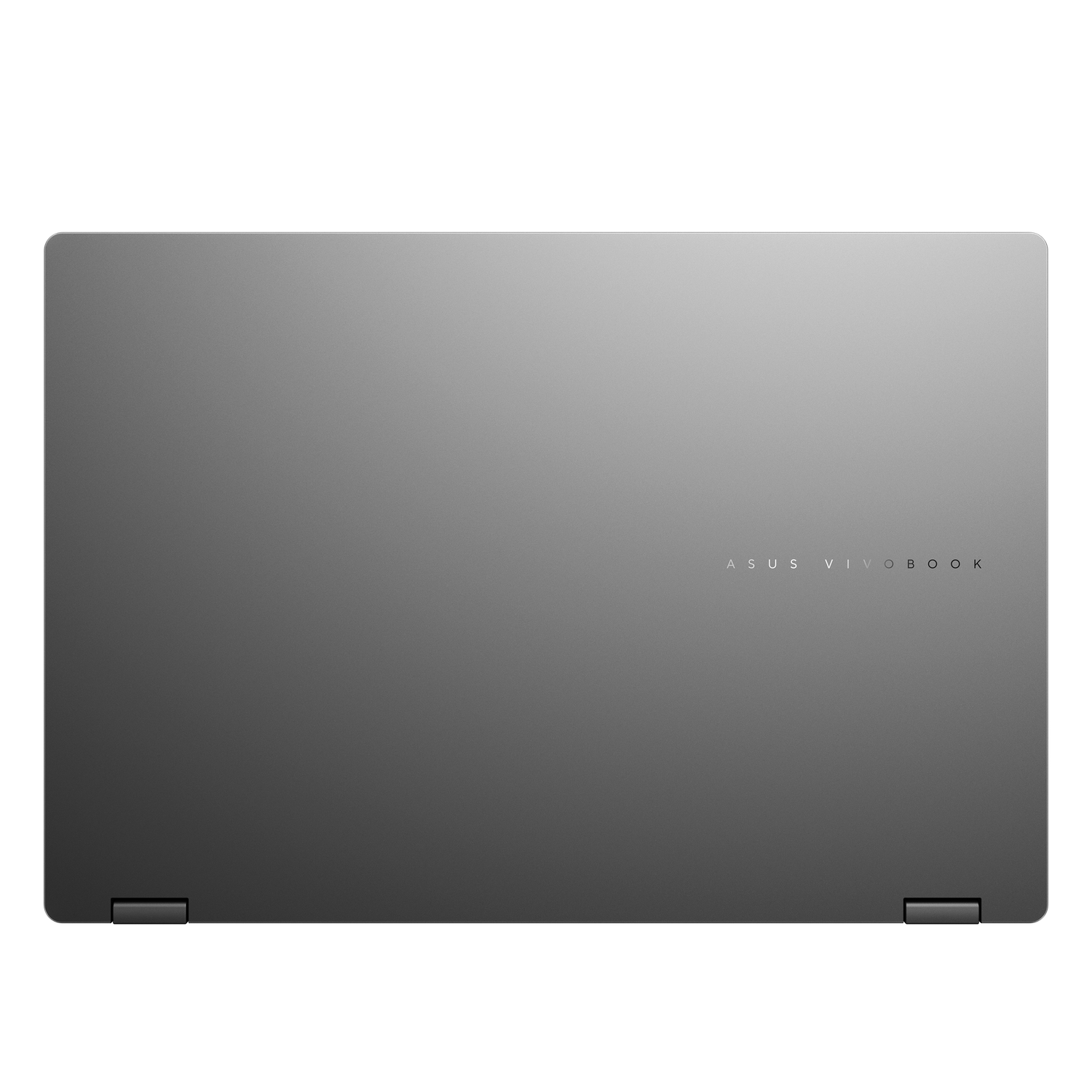 Closed silver laptop with black background. The laptop has the words ASUS VIVOBOOK on the top right.