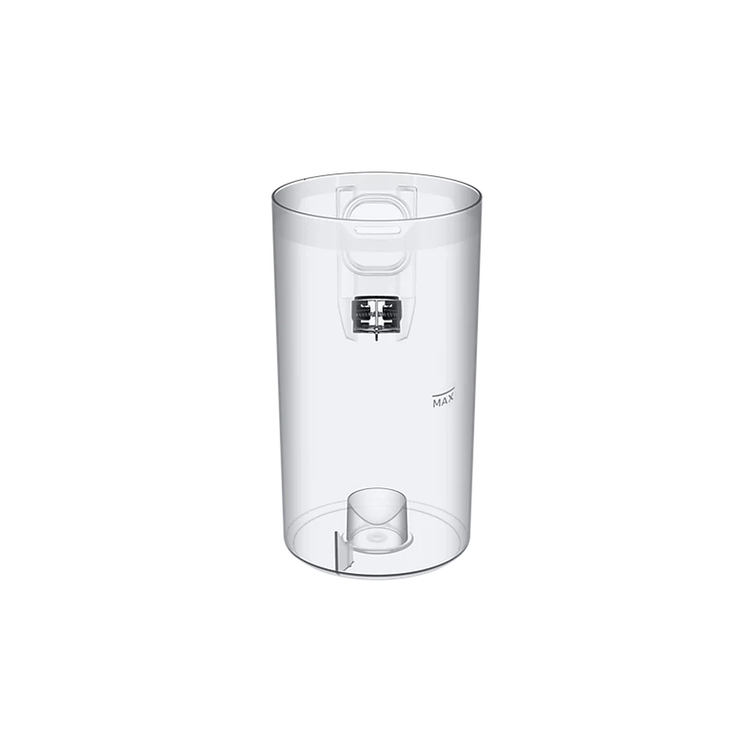 Clear plastic cylinder with a mechanism inside and a smaller cylinder at the base. The word 'MAX' is visible on the side.