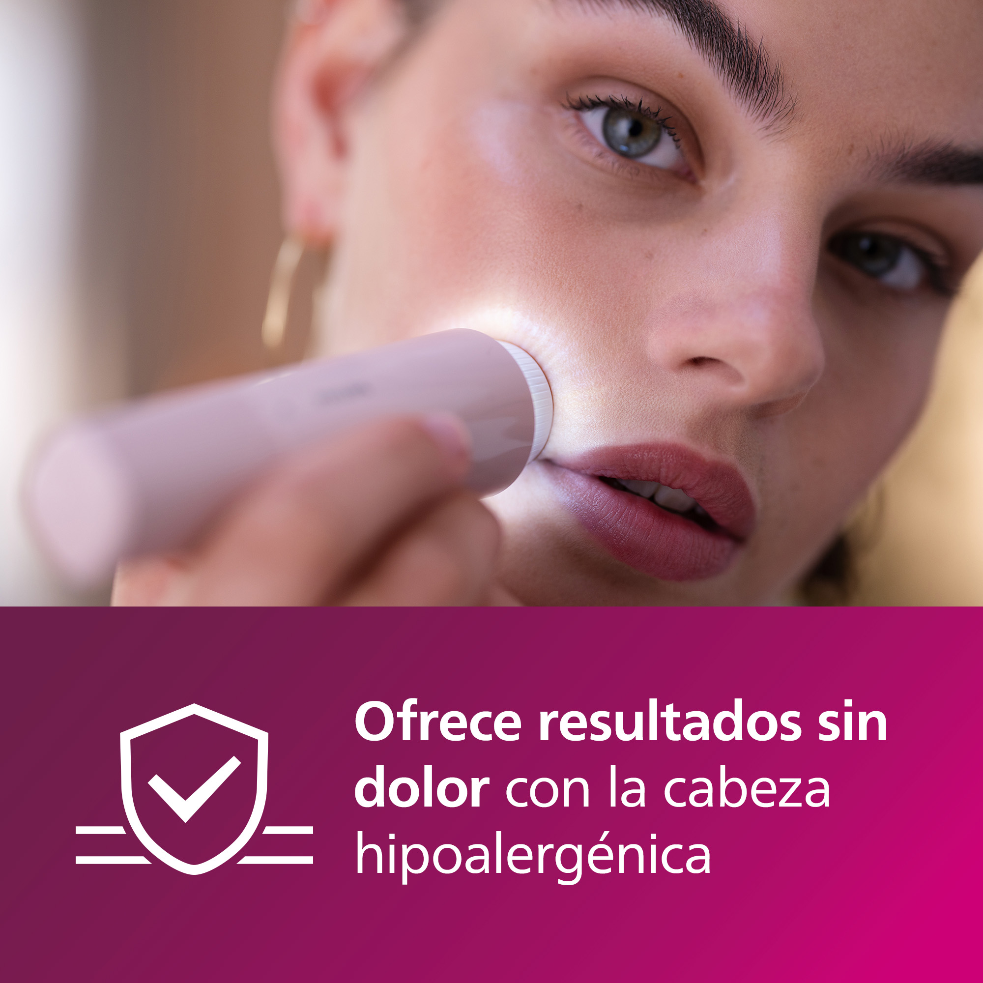 Ofrece resultados sin dolor con la cabeza hipoalergénica