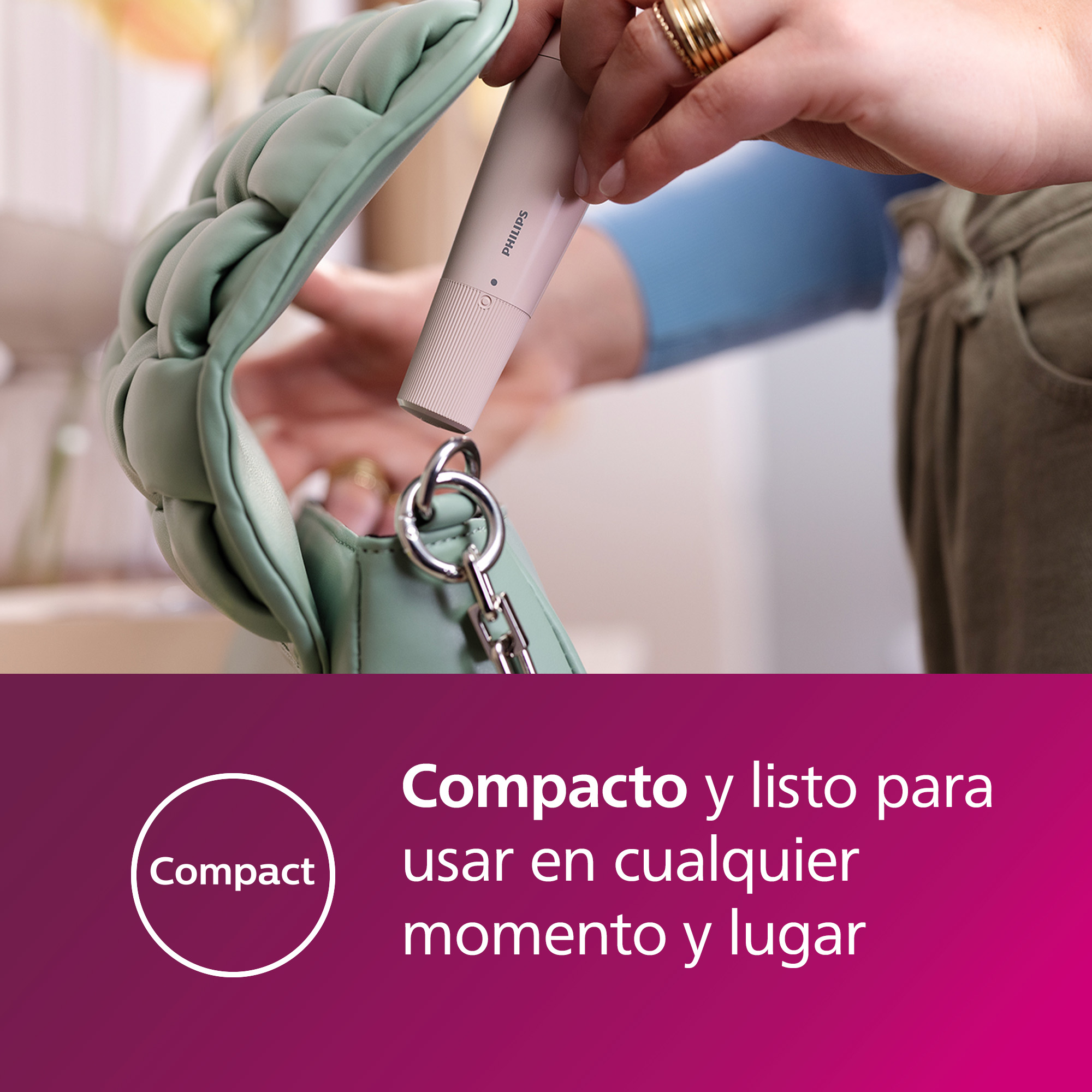 Compacto y listo para usar en cualquier momento y lugar
