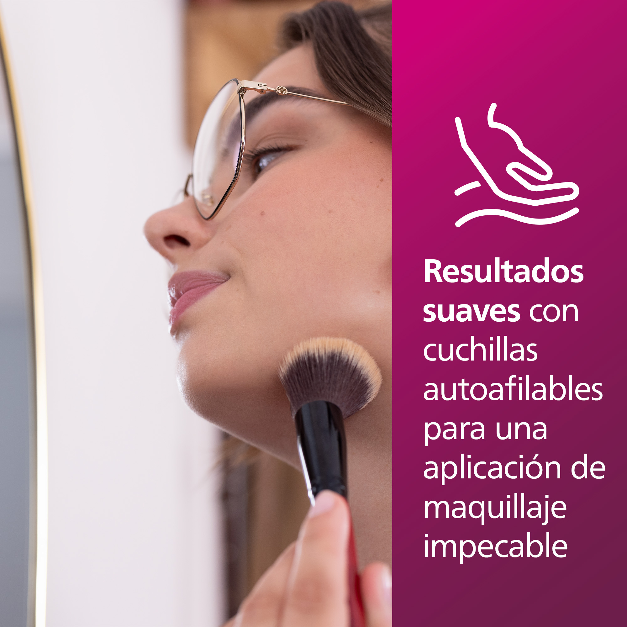 Resultados suaves con cuchillas autoafilables para una aplicación de maquillaje impecable