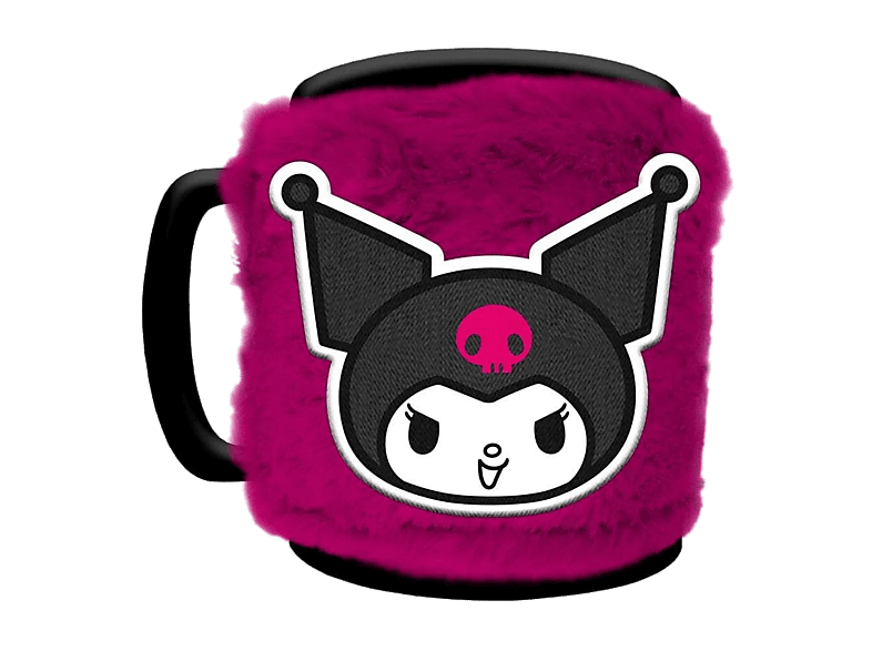 Taza - Sherwood Kuromi Peluche, Cerámica, 440 ml, Funda de felpa esponjosa, sujeta con velcro