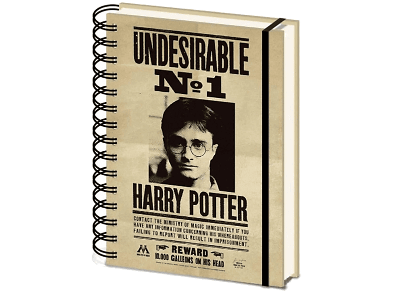 Libreta - Sherwood SR72657, Harry Potter, A5, Acabado Holográfico, 80 Hojas, Cierre con Cinta Elástica