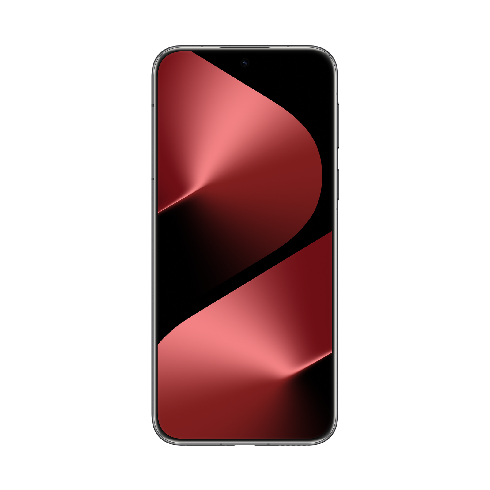 Siyah arka plan üzerinde kırmızı soyut tasarımlı akıllı telefon ekranı.