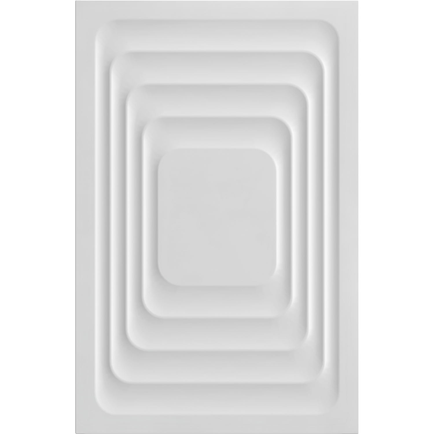 A white, rectangular relief with concentric, rounded-corner squares. The central square is the smallest, and the outer one is the largest.