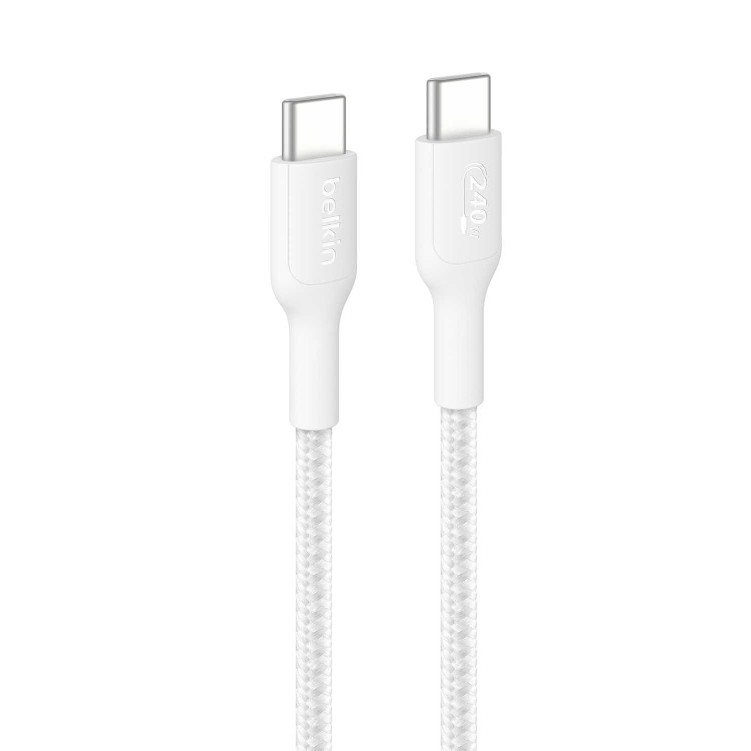 BELKIN 240W USB‑C naar USB‑C Oplaadkabel – gevlochten PCR (USB 2.0, 1m, Wit) afbeelding
