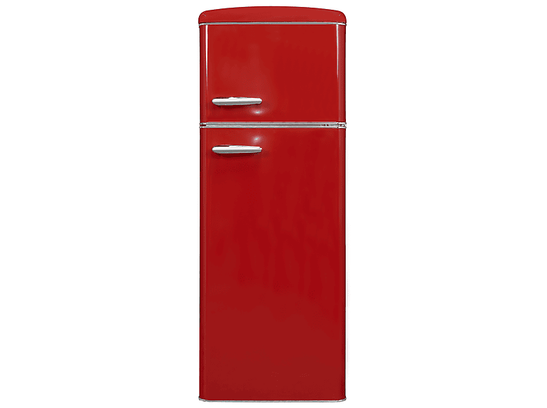 Ok.-Ggv OFK 422 E R Retro Kühl- und Gefrierkombination (E, 1465 mm hoch, Standgerät, Rot)