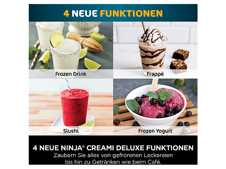 NINJA Creami Deluxe Eis-und Eisgetränkmaschine (800 Watt, 709 ml, Schwarz/Silber) — Foto 4 von 5
