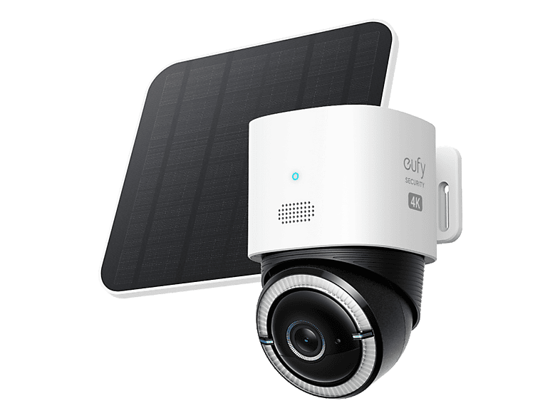 Cámara de vigilancia IP - Eufy S330, 4K, Función visión nocturna, Solar, 360º, Negro/Blanco
