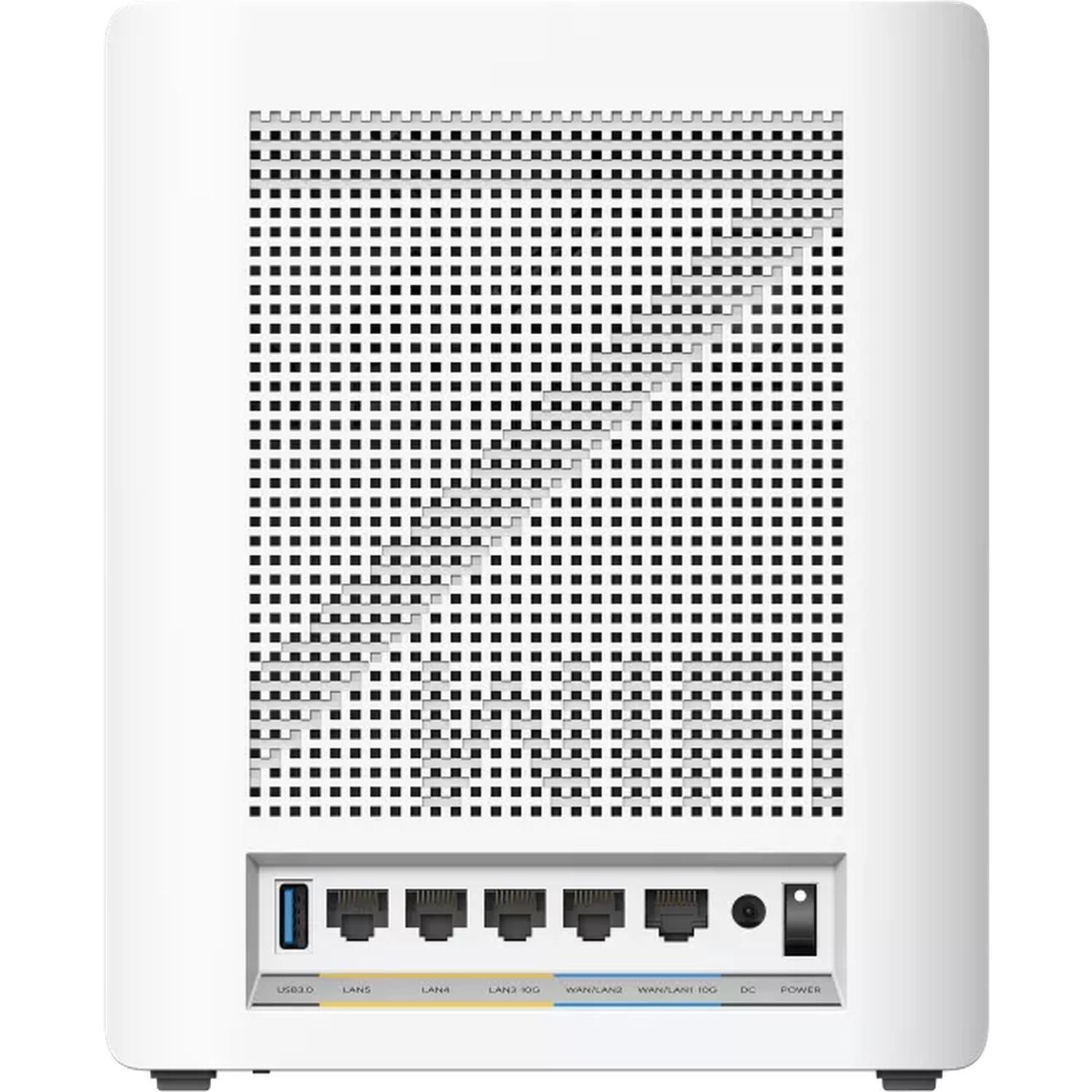 Dos de routeur blanc avec des évents noirs. Il comporte des ports étiquetés USB 3.0, LAN, WAN et alimentation.