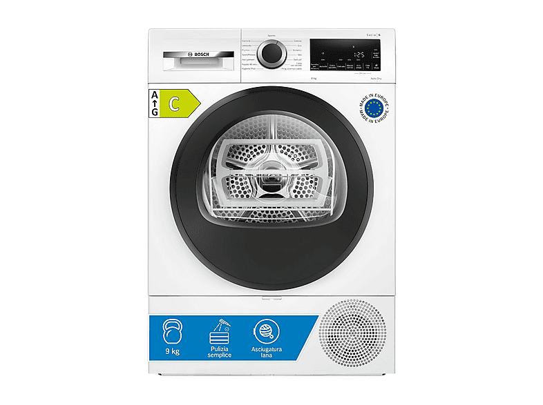 Bosch Wqg233D0Ii asciugatrice, 8 kg, 61,3 cm, Classe C
