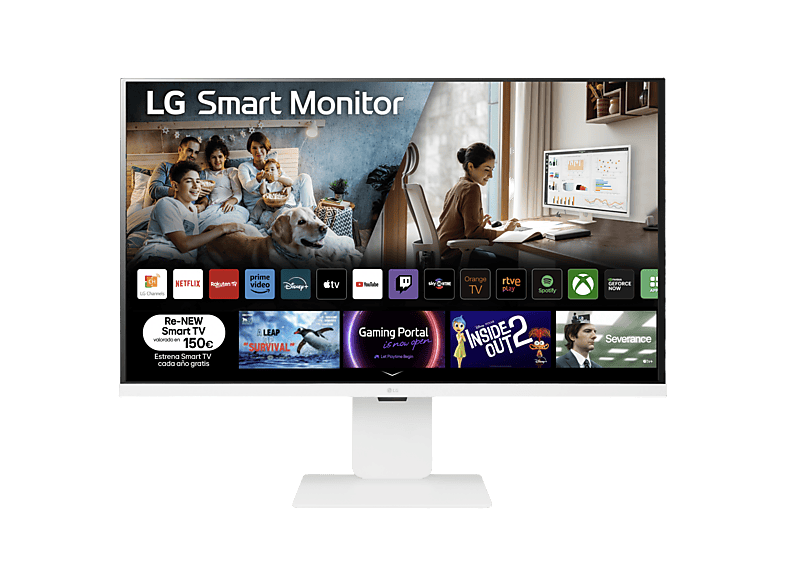 Monitor - LG 32U850SA-W, 32" UHD 4K, 60 Hz, 5 ms, Smart Monitor, IPS, 2x HDMI, 3x USB-C, HDR10, Altavoces incorporados, Blanco