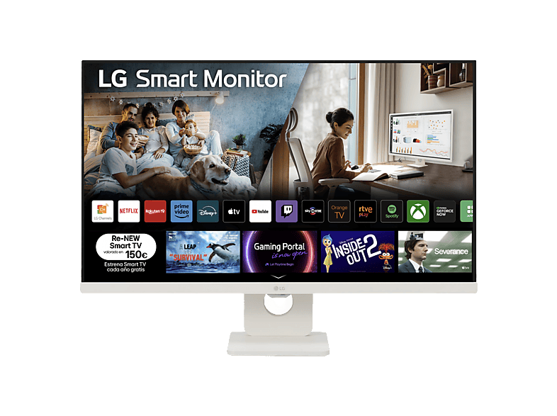 LG 27U731SA-W, 27 UHD 4K, 60 Hz, 5 ms, Smart Monitor, IPS, 2x HDMI, HDR10, Altavoces incorporados, Blanco