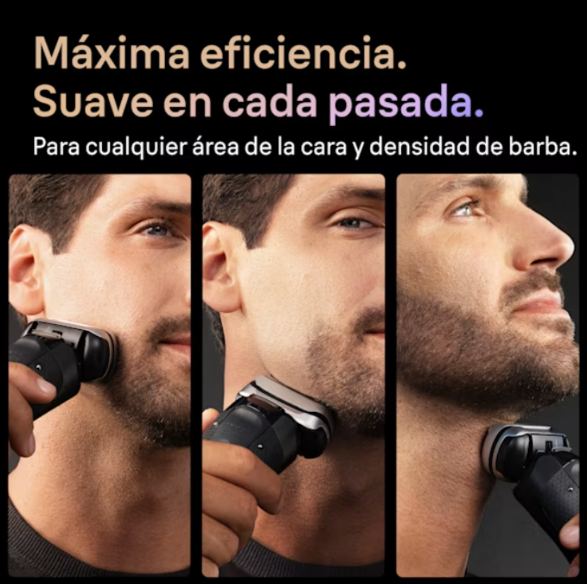 Máxima eficiencia. Suave en cada pasada. Para cualquier área de la cara y densidad de barba.