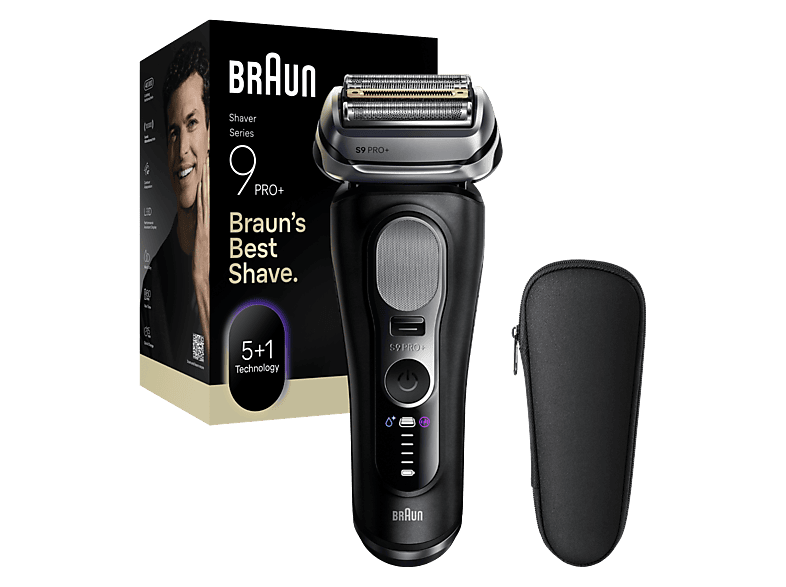 Afeitadora - Braun Series 9 PRO+ 9600s, Pro SensoAdapt, 60 minutos autonomía, Afeitado en seco y mojado, Negro