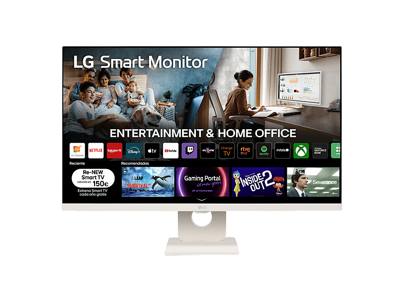 Monitor - LG 27U511SA-W, 27" Full-HD, 100 Hz, 5 ms, Smart Monitor, IPS, 2x HDMI, HDR10, Altavoces incorporados, Blanco