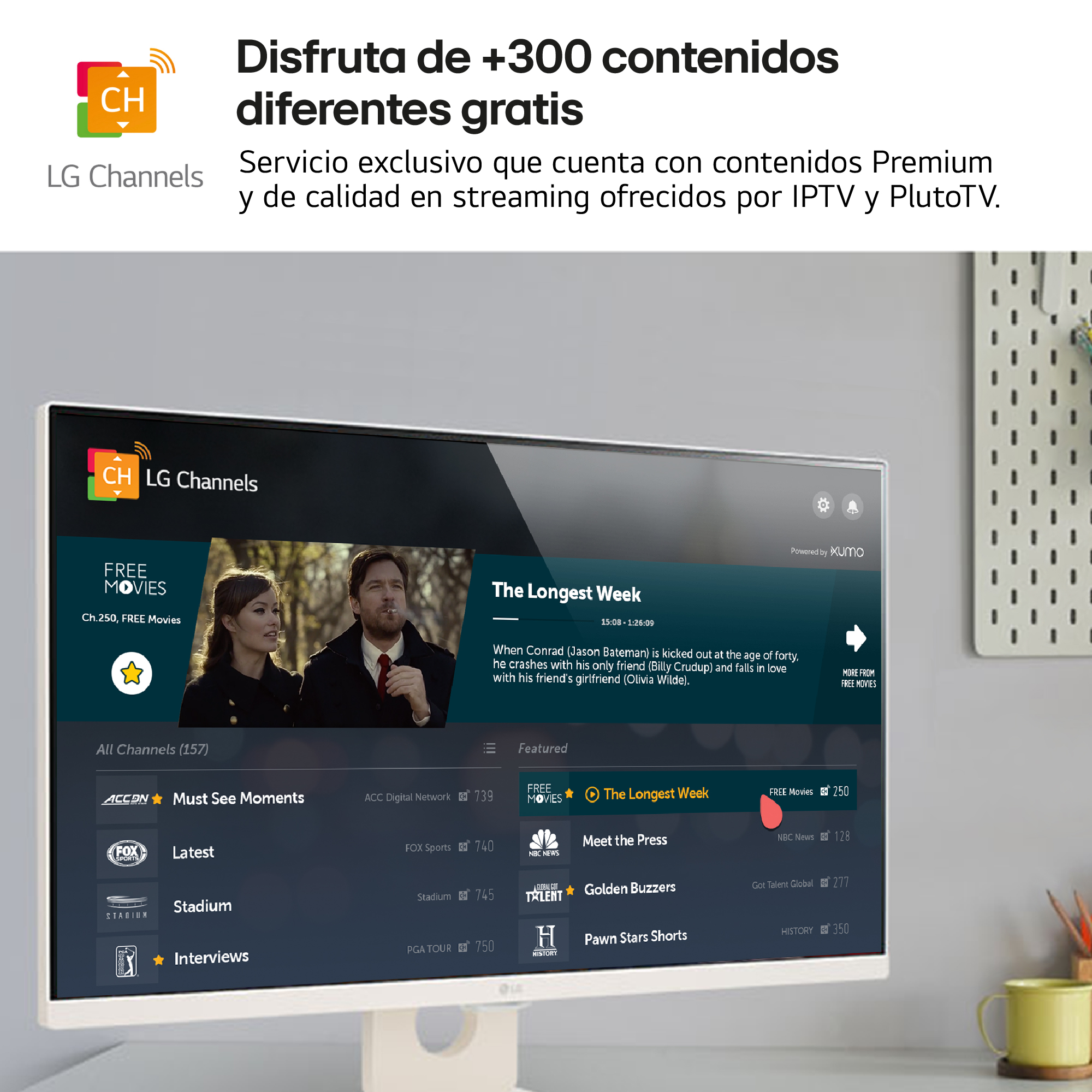 Disfruta de +300 contenidos diferentes gratis. Servicio exclusivo que cuenta con contenidos Premium y de calidad en streaming ofrecidos por IPTV y PlutoTV.