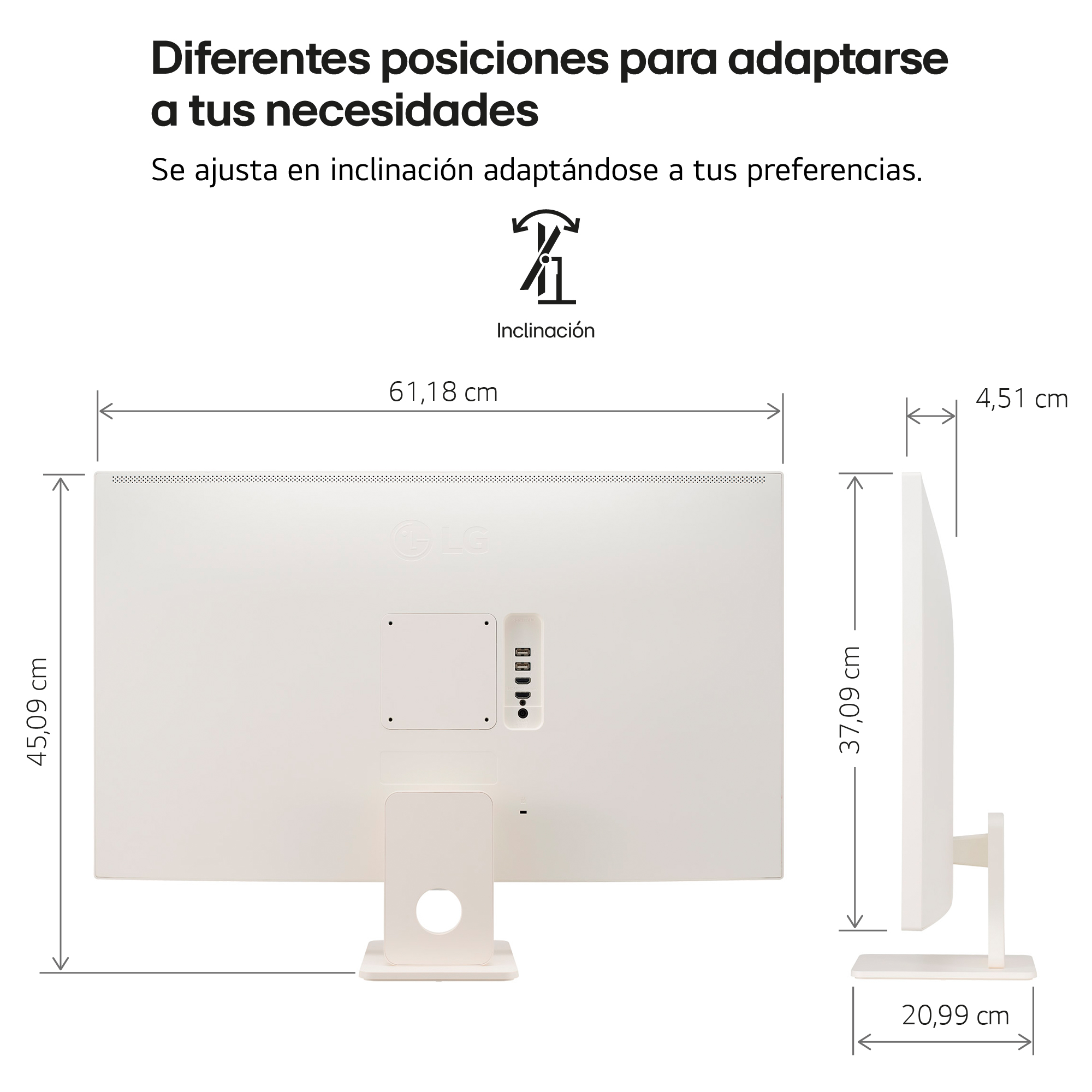 Diferentes posiciones para adaptarse a tus necesidades. Se ajusta en inclinación adaptándose a tus necesidades.