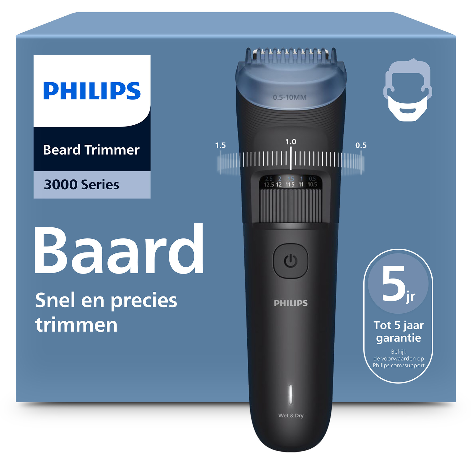 Philips Bt3660/15 Series 3000 Baardtrimmer Diepzwart Glans