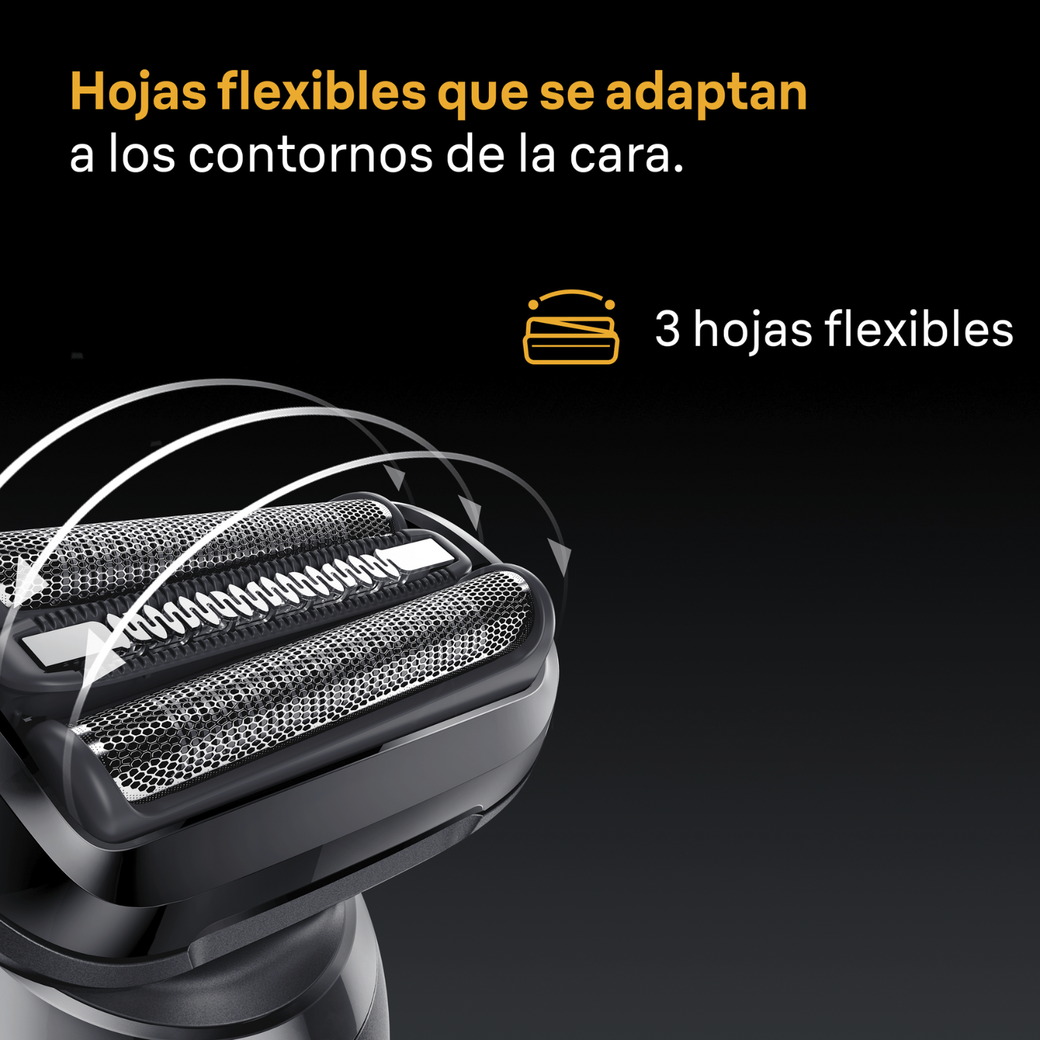 Hojas flexibles que se adaptan a los contornos de la cara. 3 hojas flexibles.